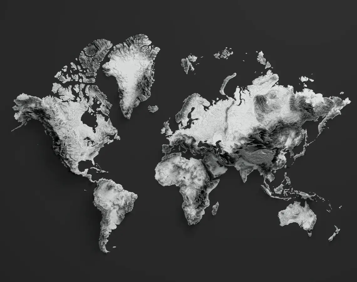 Grayscale textured world map illustration